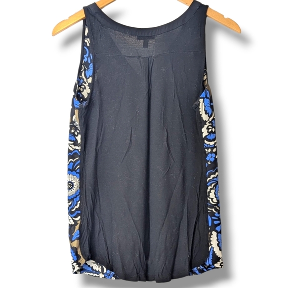 Express Chiffon V Neck Sleeveless Blouse in Blue Floral Print: Women's Small - Picture 5 of 6